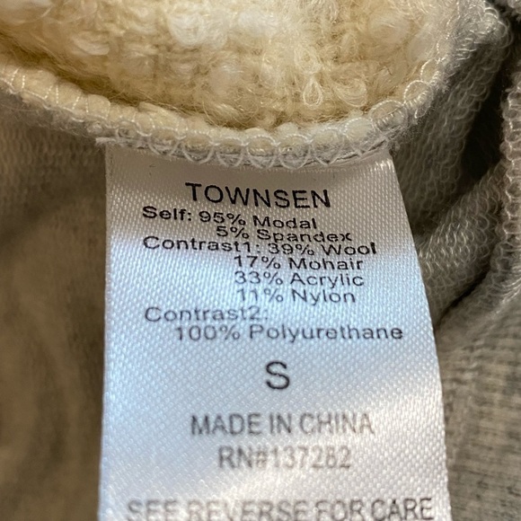 Townsen Mohair Wool Gray Ivory Color Block Sweatshirt Sweater size small - Picture 7 of 8